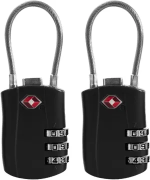 Maizoon 2 Pack TSA Approved 3-Digit Combination Lock with Password Resettable Combo for Travel Luggage Backpak Suitcase Baggage Durable Security Stylish Compact Black
