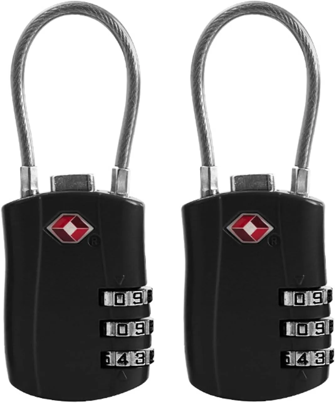 Maizoon 2 Pack TSA Approved 3-Digit Combination Lock with Password Resettable Combo for Travel Luggage Backpak Suitcase Baggage Durable Security Stylish Compact Black