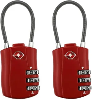 Maizoon 2 Pack TSA Approved 3-Digit Combination Lock with Password Resettable Combo for Travel Luggage Backpak Suitcase Baggage Durable Security Stylish Compact Red