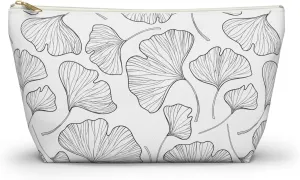 Makeup pouch,Accessory Pouch  Large Cosmetic Bag with Zipper  Travel Makeup Bag for Women  Minimalist Toiletry Organizer  Black & White Pencil Case (Ginkgo Leaf, Small)