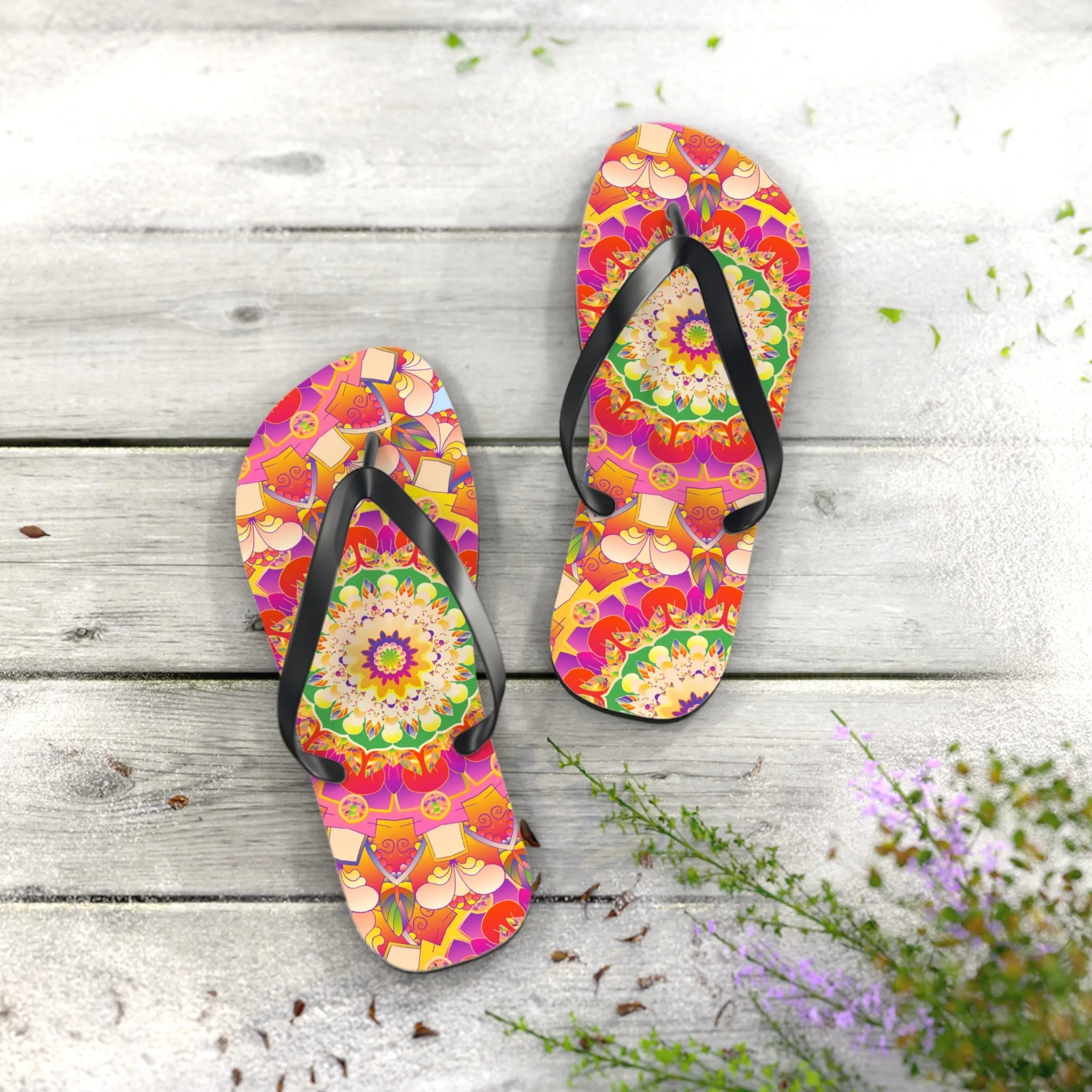 Mandala Flip Flops: Colorful & Intricate Design