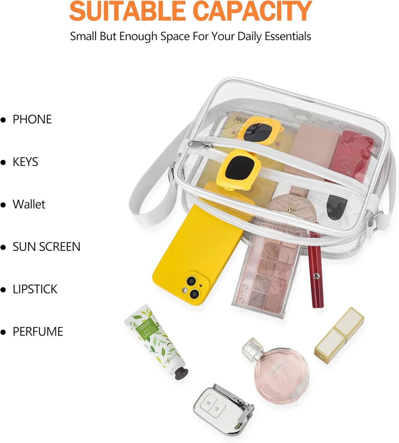 MAY TREE Clear Bag for Stadium Events Clear Messenger Bag Suitable for Concert Outfits and Sports Events