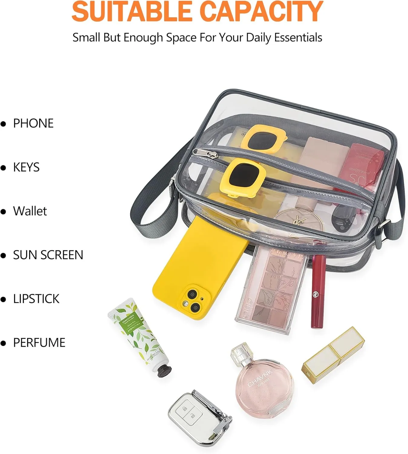 MAY TREE Clear Bag for Stadium Events Clear Messenger Bag Suitable for Concert Outfits and Sports Events