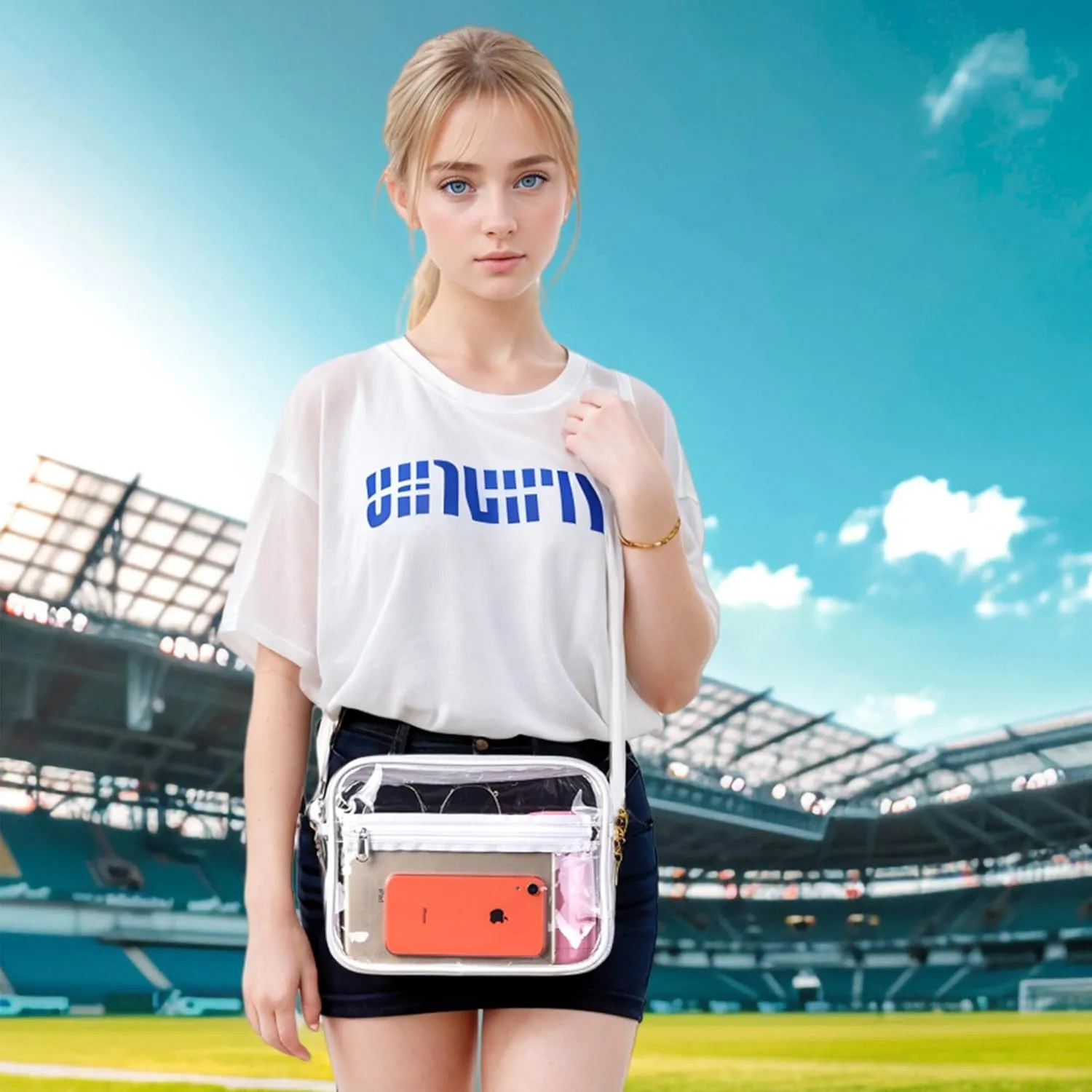 MAY TREE Clear Bag for Stadium Events Clear Messenger Bag Suitable for Concert Outfits and Sports Events