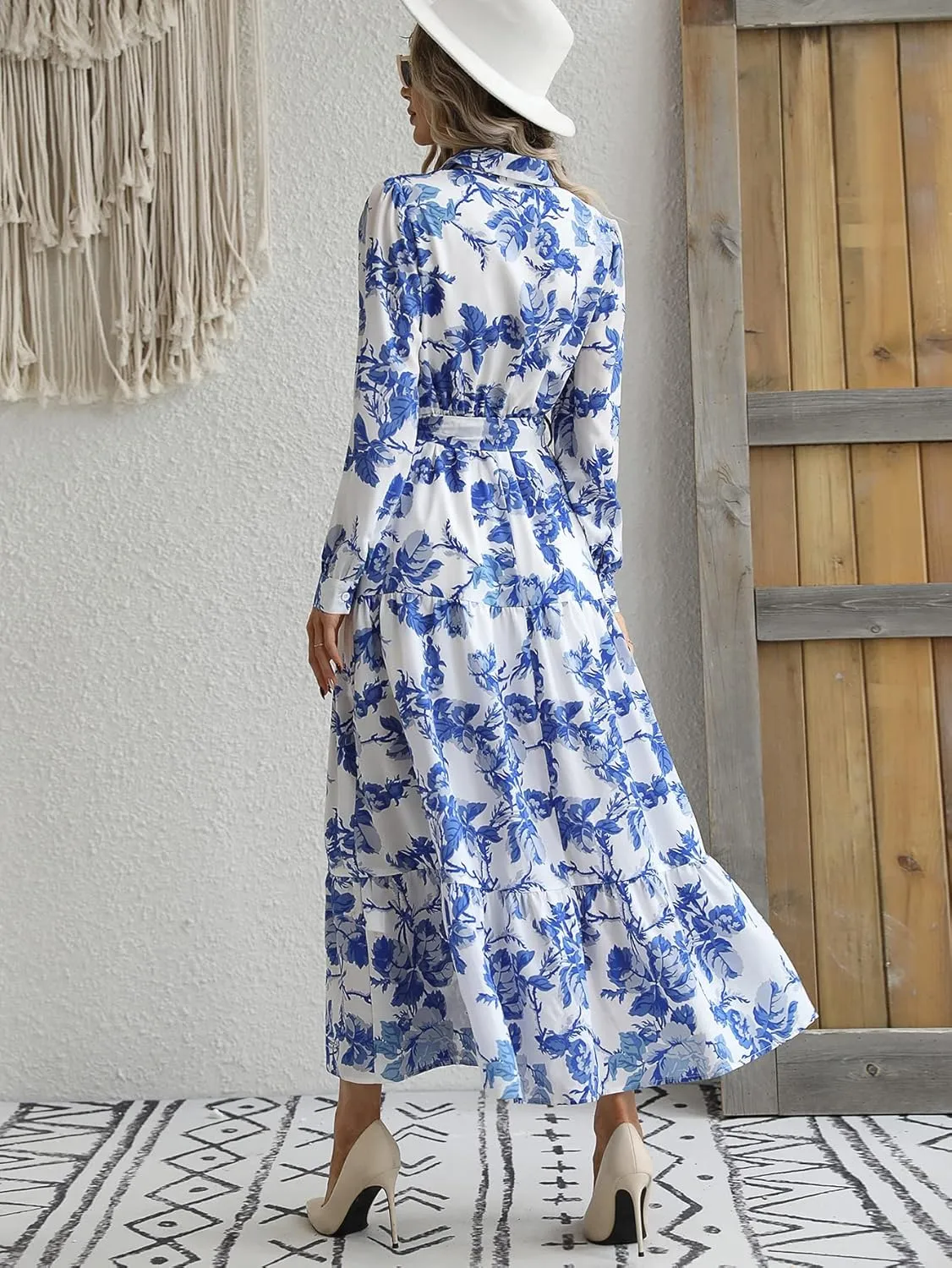 Milumia Summer Flowy Long Maxi Dress Button Up Split Floral Print Boho Dresses for Women 2024
