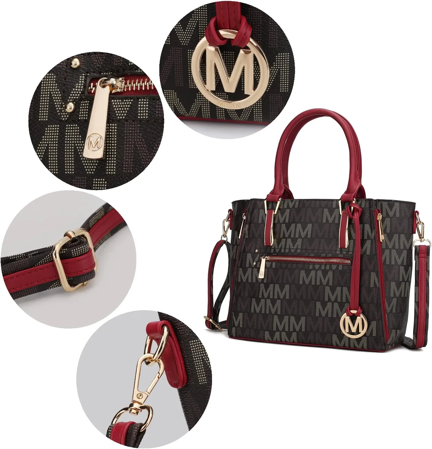 MKF Crossbody Shoulder Bag for Women  PU Leather Top Handle Pocketbook  Roomy Tote Satchel Handbag Purse M Charm