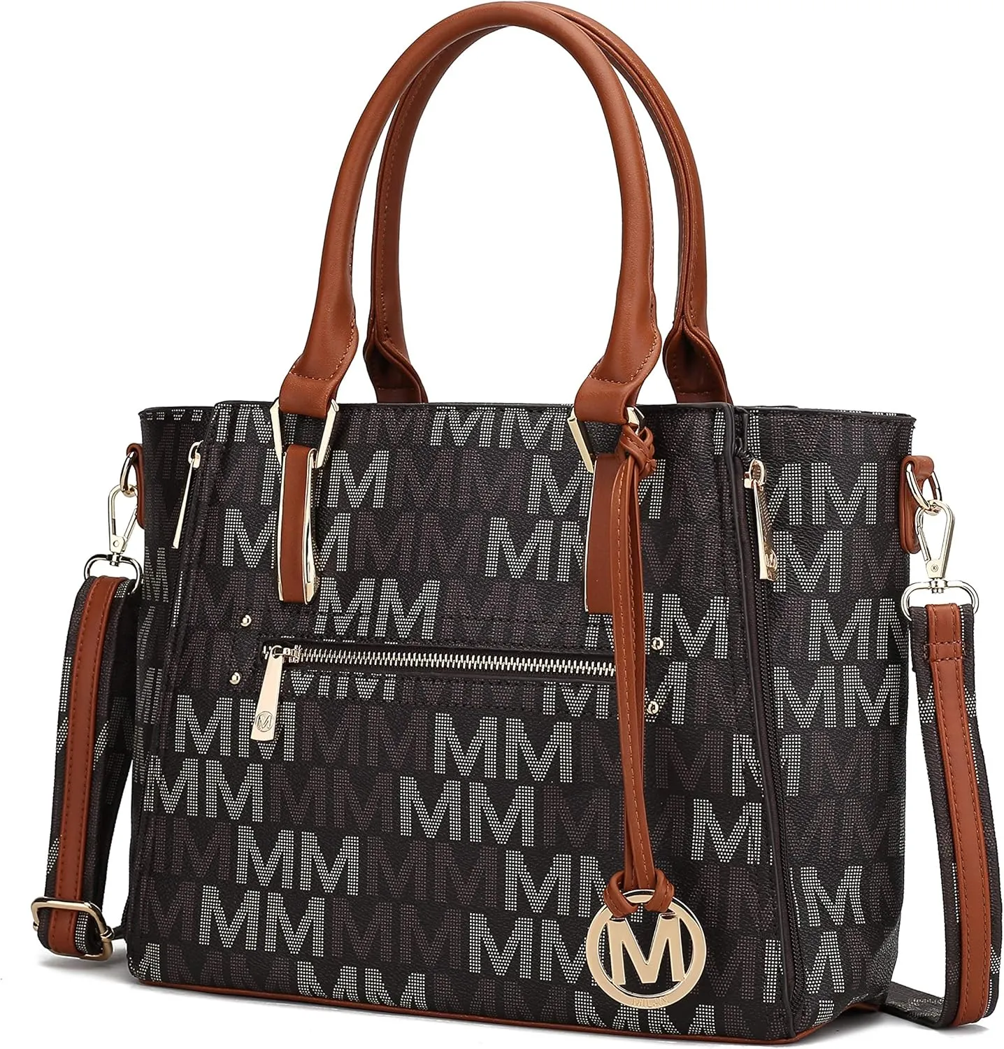 MKF Crossbody Shoulder Bag for Women  PU Leather Top Handle Pocketbook  Roomy Tote Satchel Handbag Purse M Charm