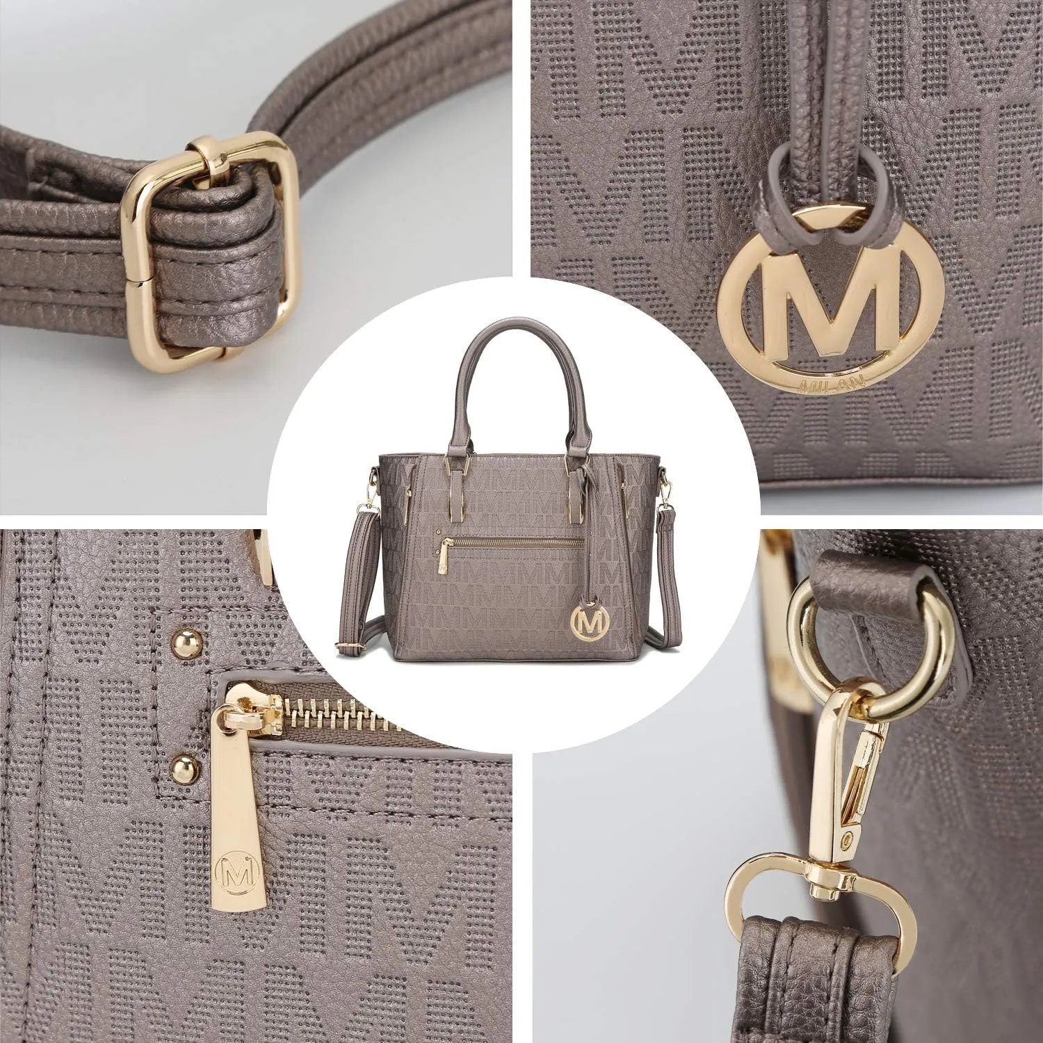 MKF Crossbody Shoulder Bag for Women  PU Leather Top Handle Pocketbook  Roomy Tote Satchel Handbag Purse M Charm