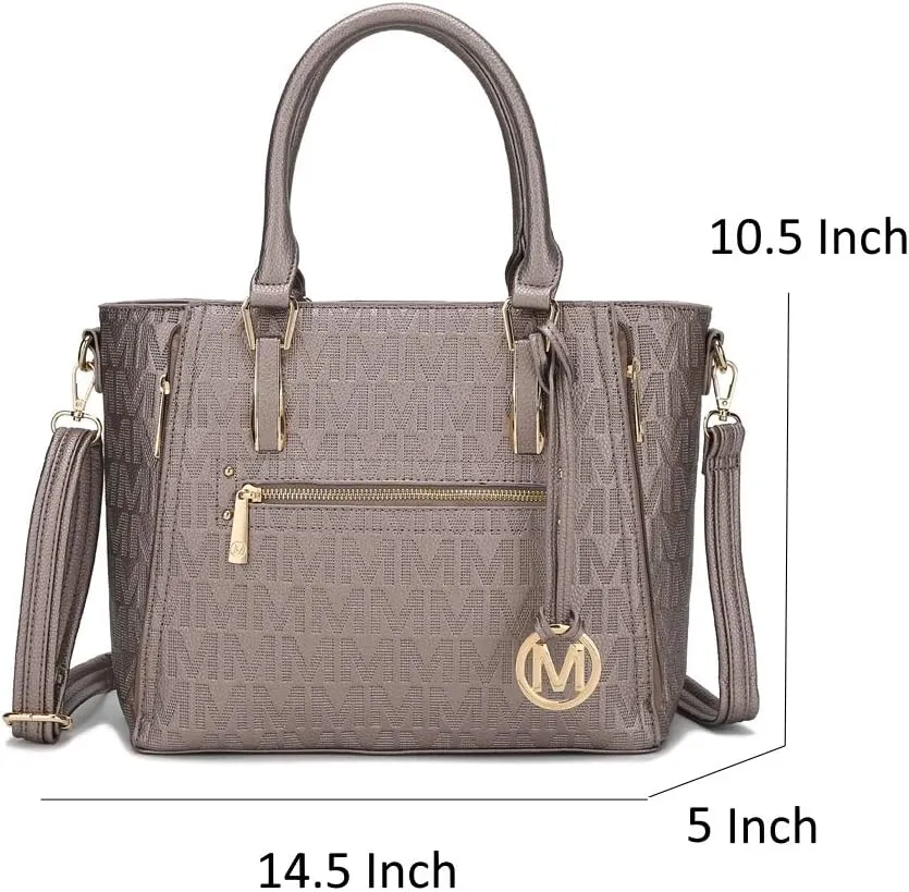 MKF Crossbody Shoulder Bag for Women  PU Leather Top Handle Pocketbook  Roomy Tote Satchel Handbag Purse M Charm
