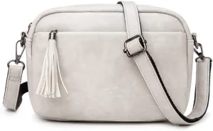 Mudono Shoulder Bag for Women Vintage Crossbody Purse Lightweight PU Leather Messenger Satchel Roomy Pocketbooks with Tassel