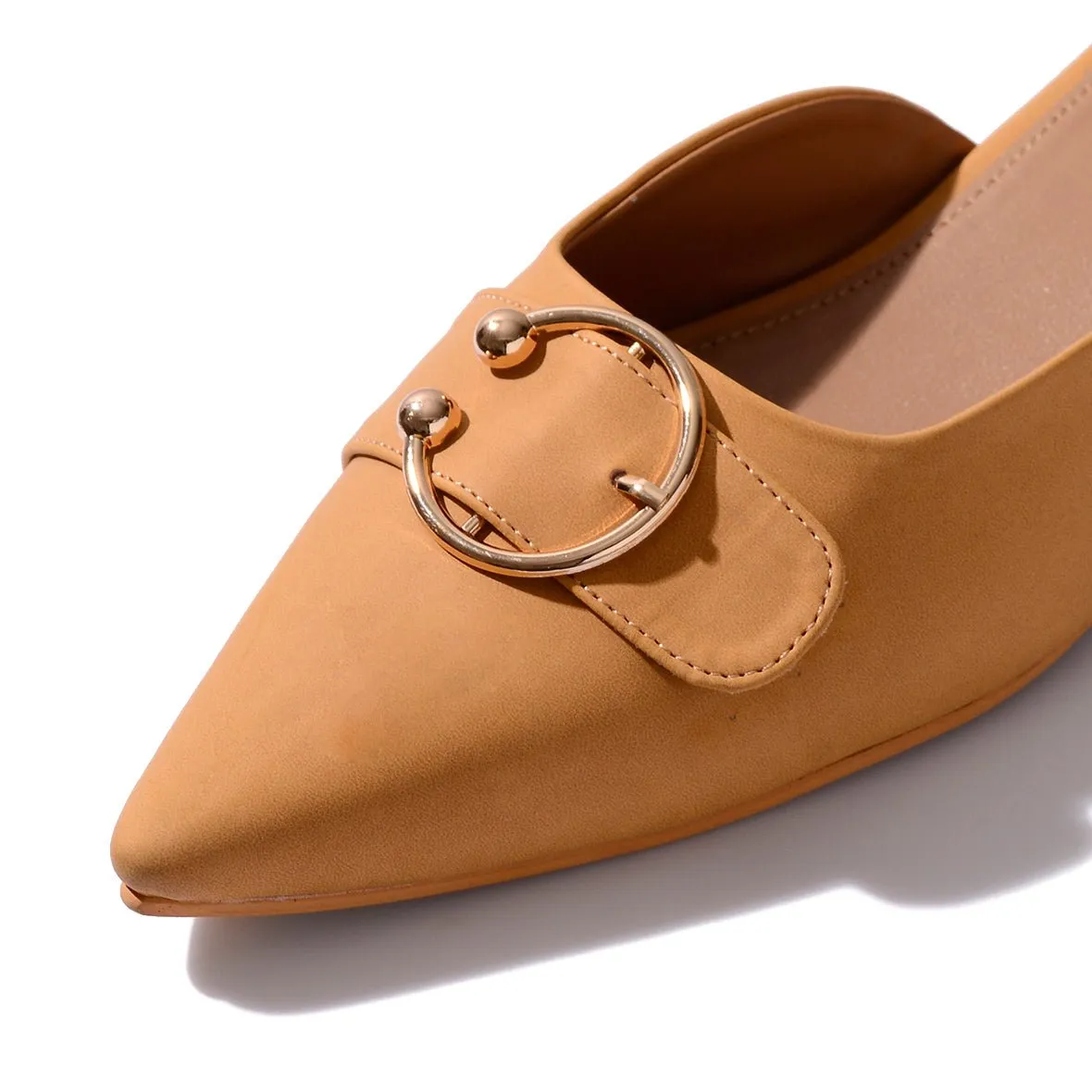 Mustard Suede Buckled Mules