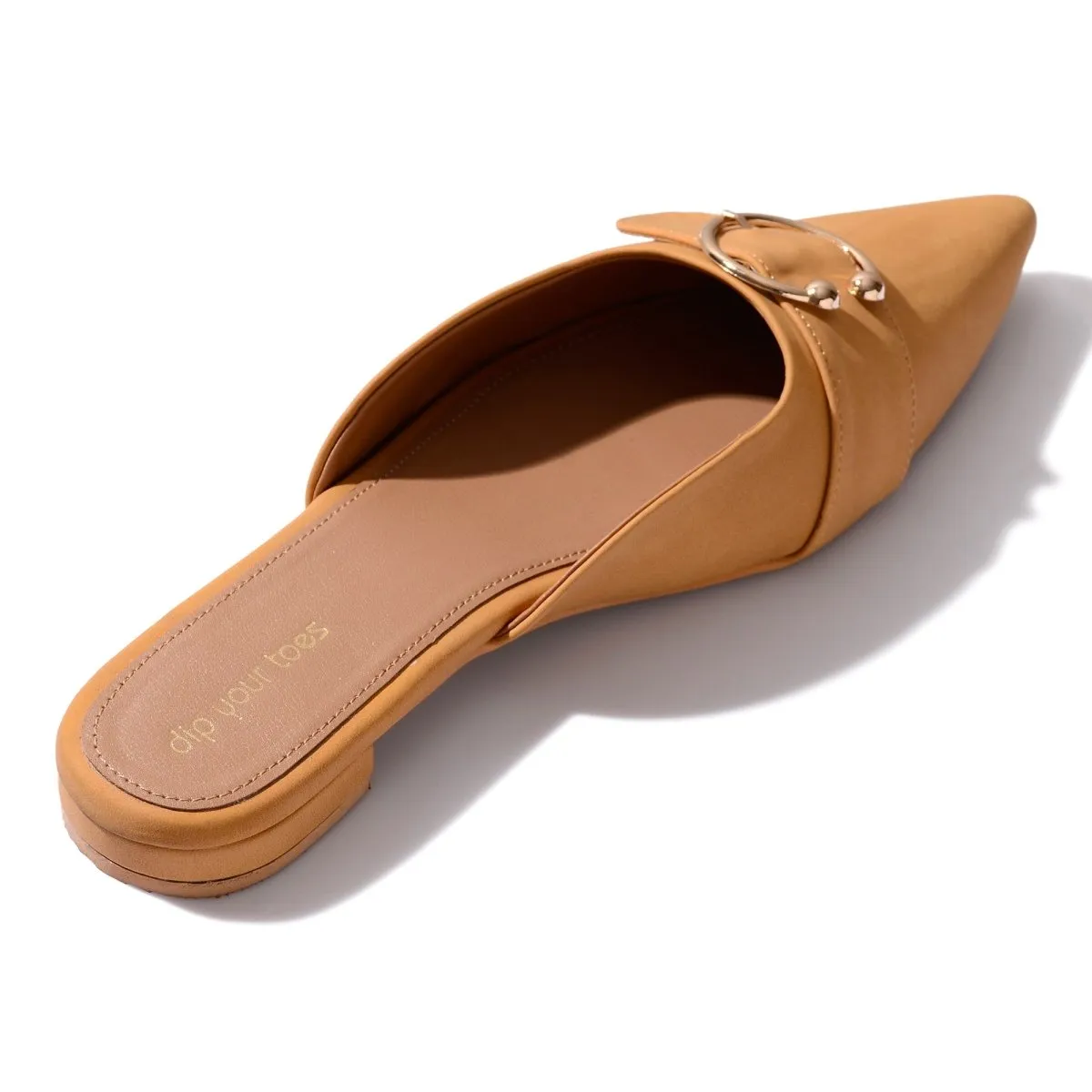 Mustard Suede Buckled Mules