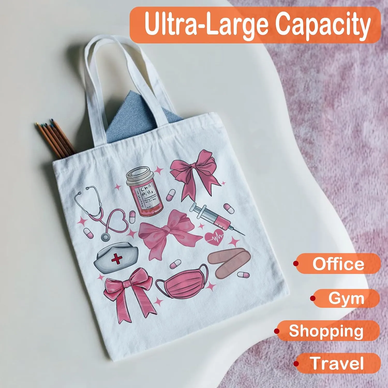 NATSUNO Canvas Tote Bag,Science Graduation Gifts,Tote Bags for Women,Reusable Grocery Bags