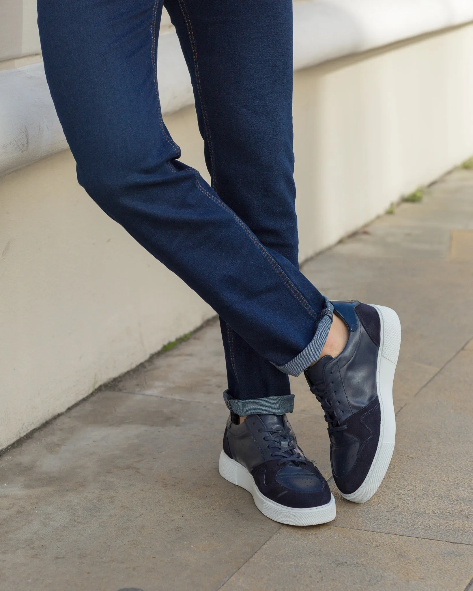 Navy Blue Embossed Sneakers