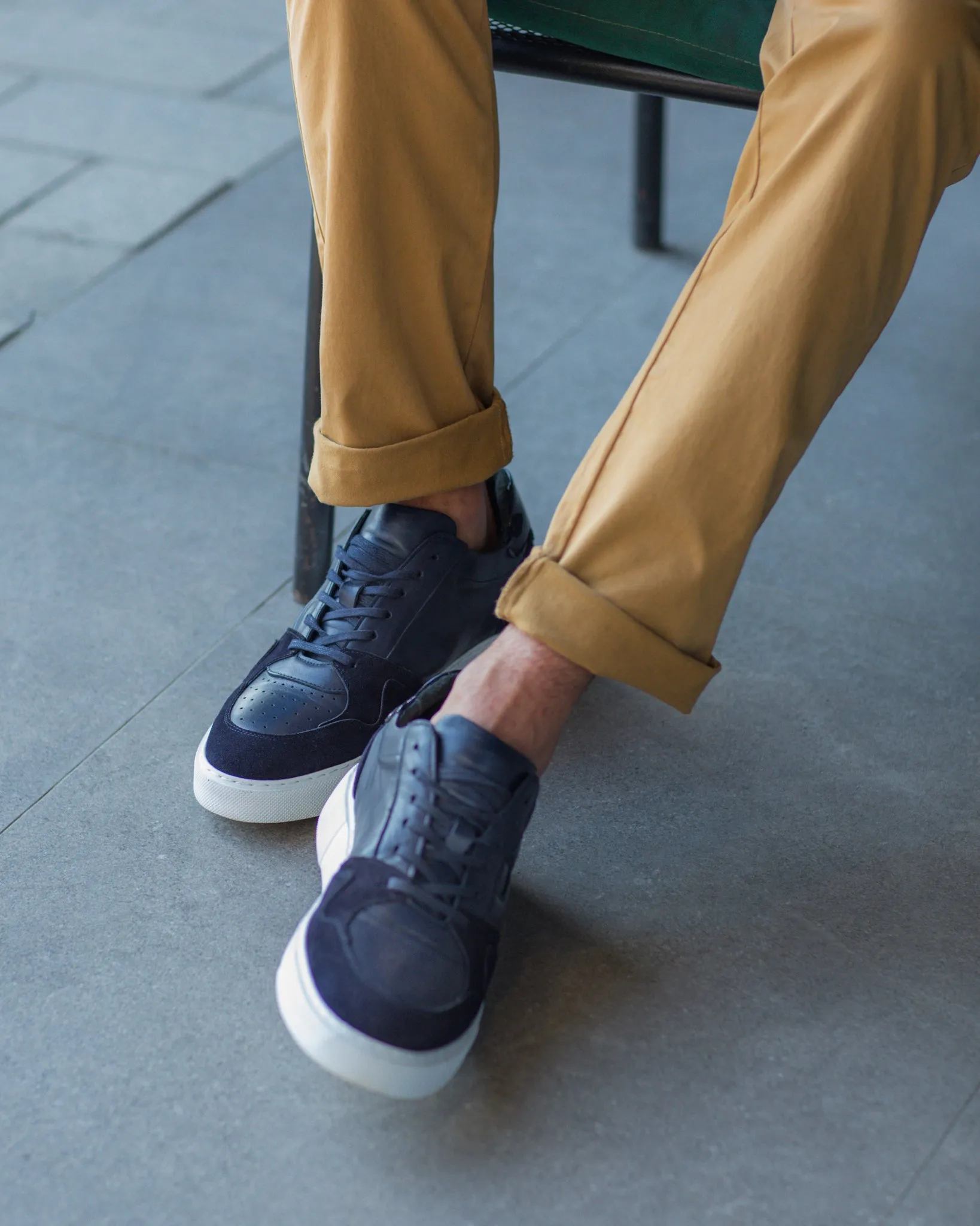 Navy Blue Embossed Sneakers