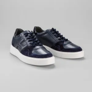 Navy Blue Embossed Sneakers