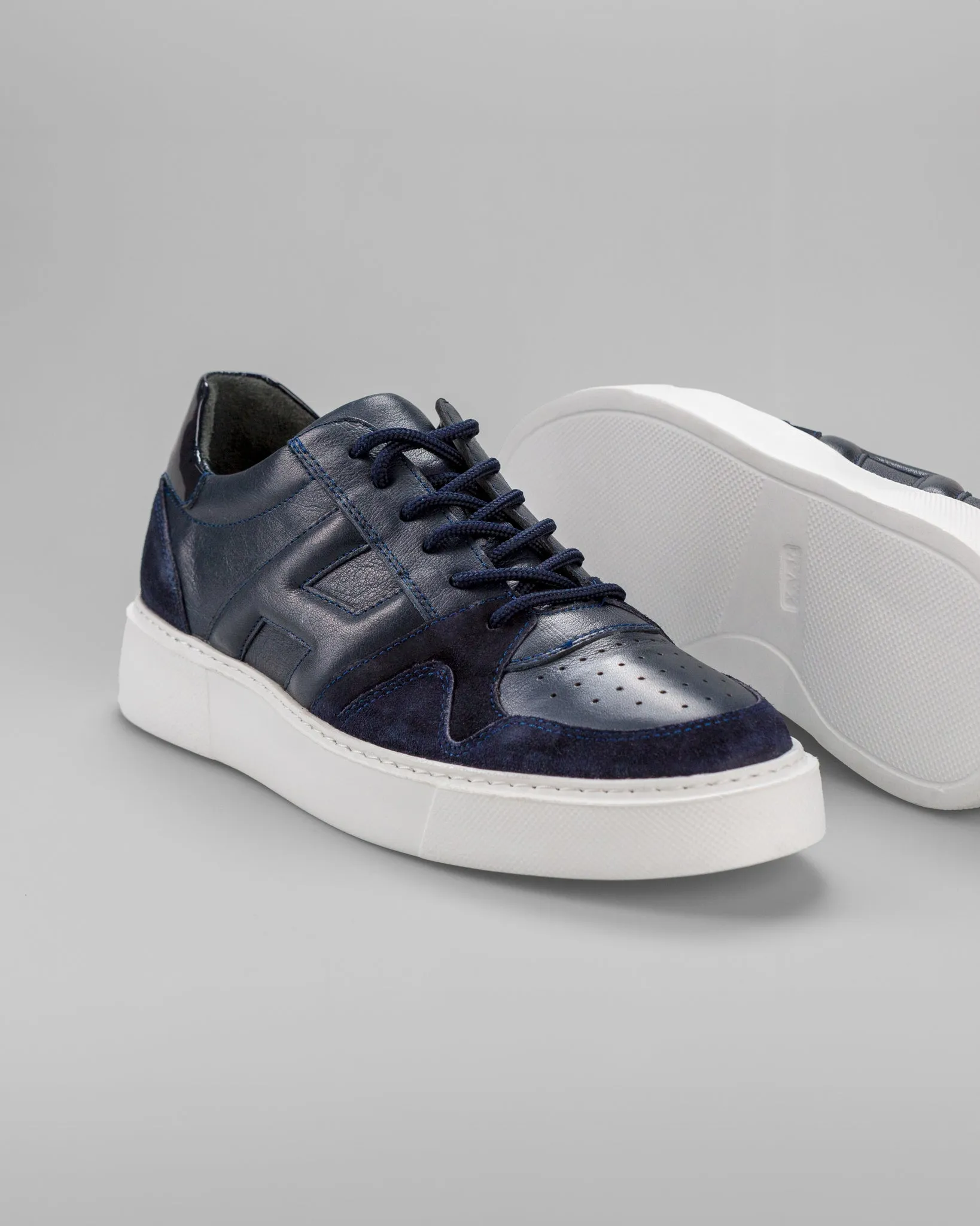 Navy Blue Embossed Sneakers