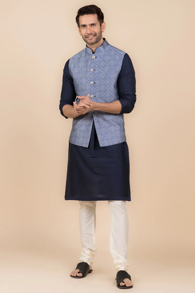 Navy Resham Brocade Bundi