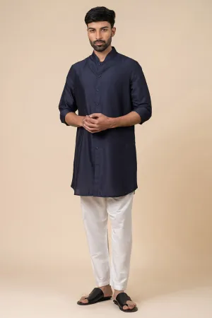 Navy Straight Center Open Kurta