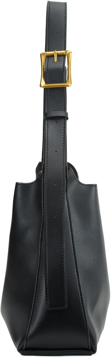 NEBIL Leather Bucket Bags For Women,Slouchy Shoulder Bag Purses Hobo Tote Bags with Wallet