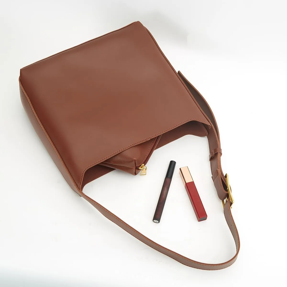 NEBIL Leather Bucket Bags For Women,Slouchy Shoulder Bag Purses Hobo Tote Bags with Wallet