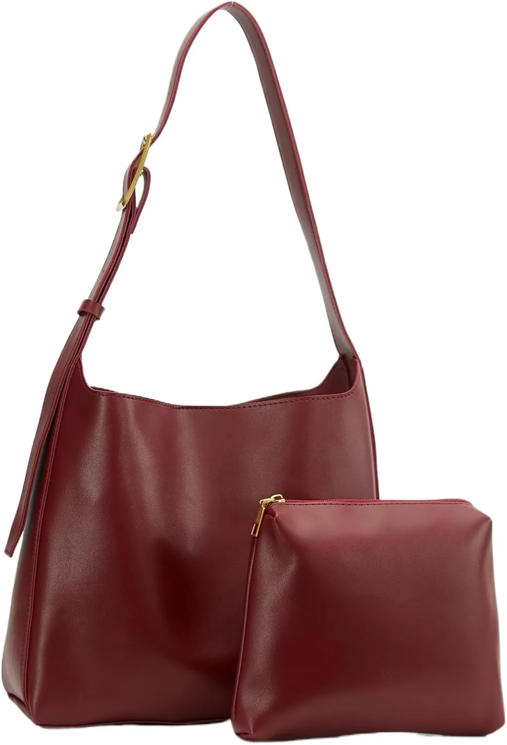 NEBIL Leather Bucket Bags For Women,Slouchy Shoulder Bag Purses Hobo Tote Bags with Wallet