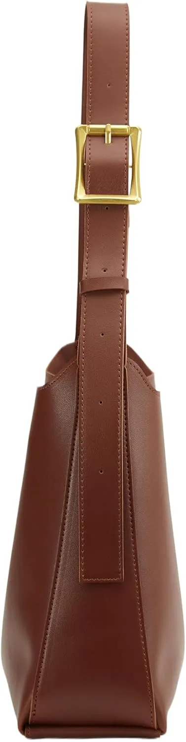NEBIL Leather Bucket Bags For Women,Slouchy Shoulder Bag Purses Hobo Tote Bags with Wallet