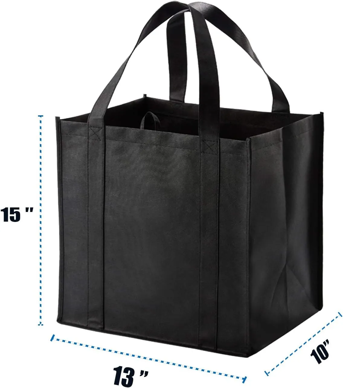 NERUB 10 Pack Reusable Reinforced Handle Grocery Bags - Heavy Duty Large Shopping Totes with Thick Plastic Bottom can hold 40 lbs