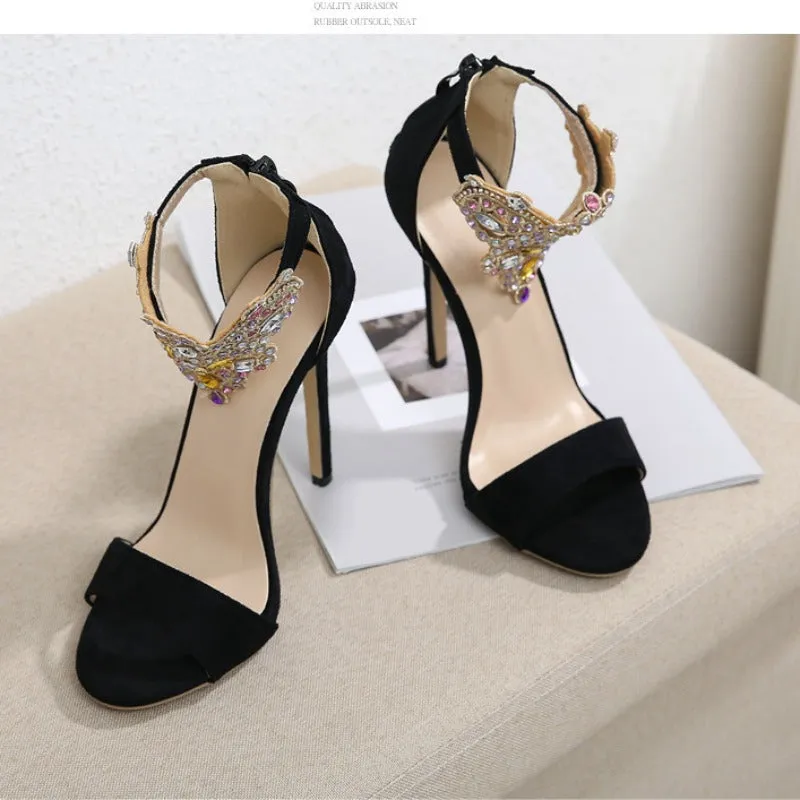 New Colorful Diamond Stud High Heels Sandals
