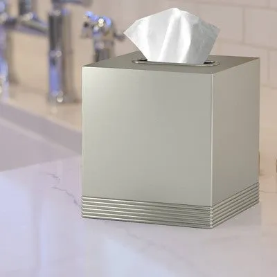 New - Special Metal Square Facial Tissue Box Cover - Nu Steel