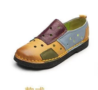 New Women Shoes Fashion Loafers Genuine Leather Women Flats Mixed Colors Women Casual Shoes