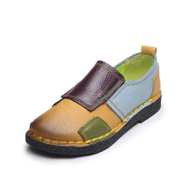 New Women Shoes Fashion Loafers Genuine Leather Women Flats Mixed Colors Women Casual Shoes