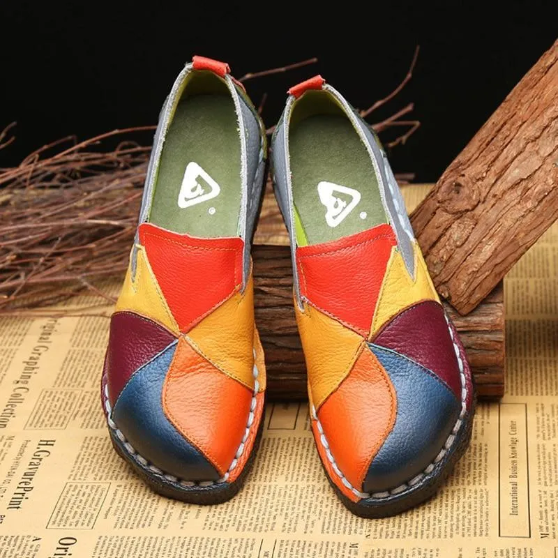 New Women Shoes Fashion Loafers Genuine Leather Women Flats Mixed Colors Women Casual Shoes