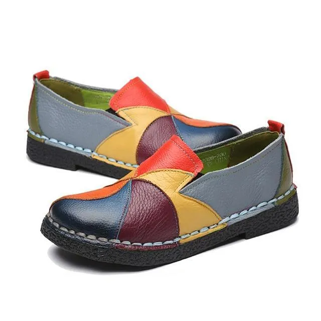 New Women Shoes Fashion Loafers Genuine Leather Women Flats Mixed Colors Women Casual Shoes