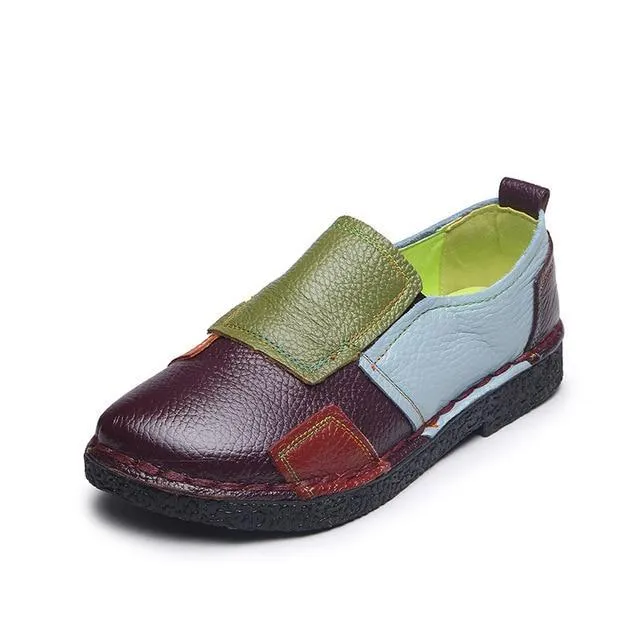 New Women Shoes Fashion Loafers Genuine Leather Women Flats Mixed Colors Women Casual Shoes