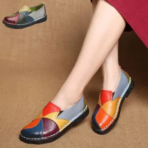 New Women Shoes Fashion Loafers Genuine Leather Women Flats Mixed Colors Women Casual Shoes