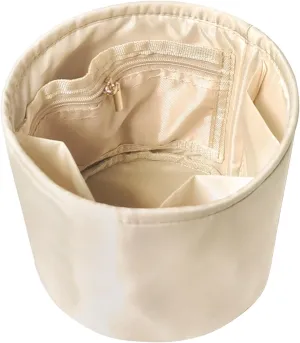 NOTAG Purse Organizer Insert Nylon Round Bucket Bag Organizer for Handbag Small Tote Dividers Insert (Beige)