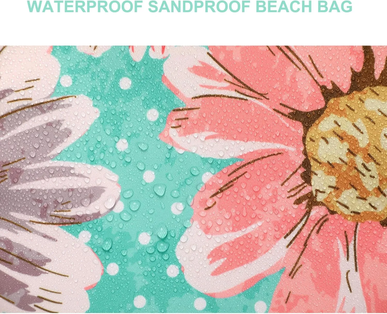 Octsky Roomy Beach Bags for Women - Waterproof Sandproof Beach Tote with Dual Zipper and Wet Pocket - 3 Outside Pockets