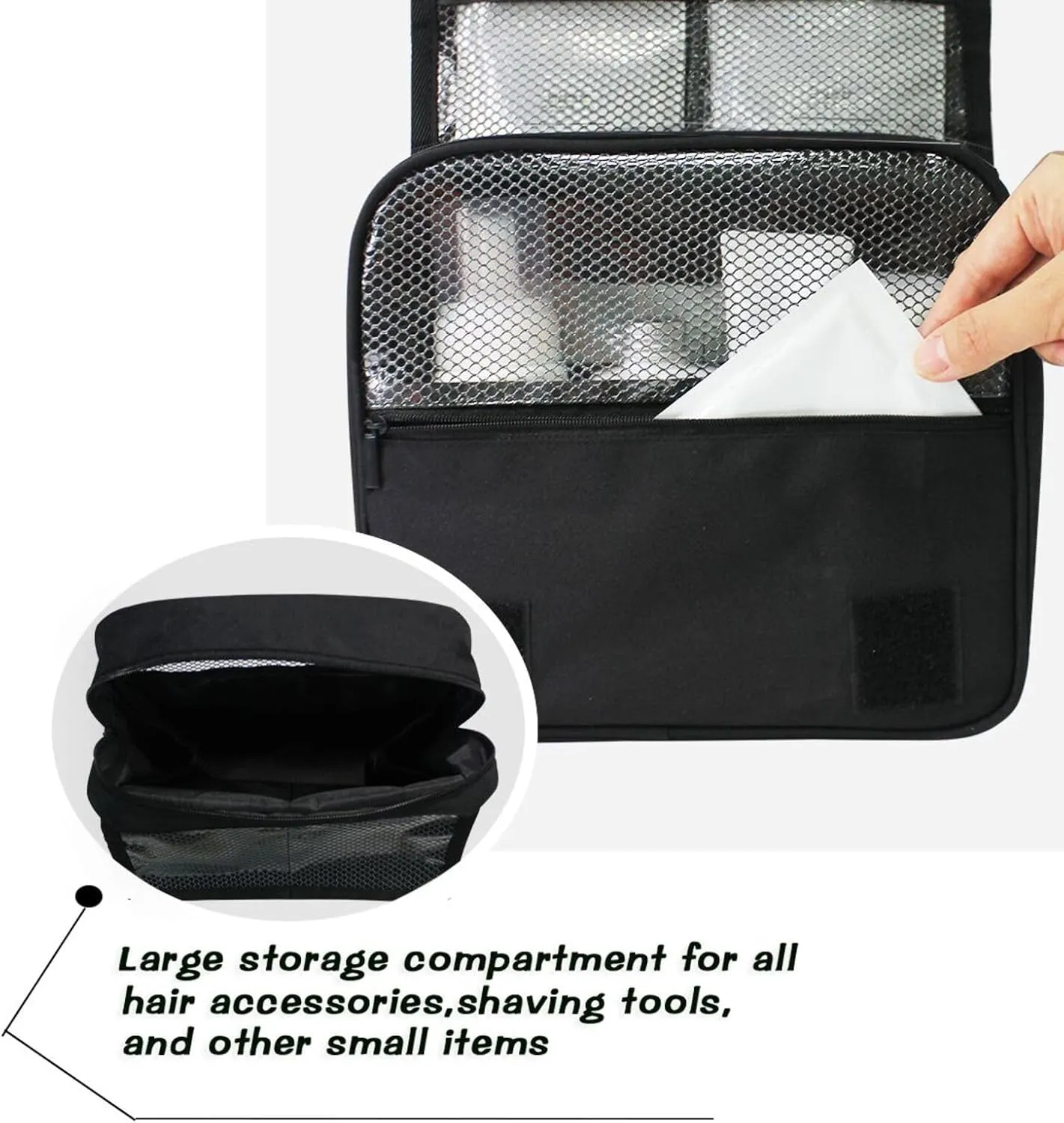 ODAWA Multi Compartment Toiletry Cosmetic Bag Black Makeup Bag Toiletry Bag
