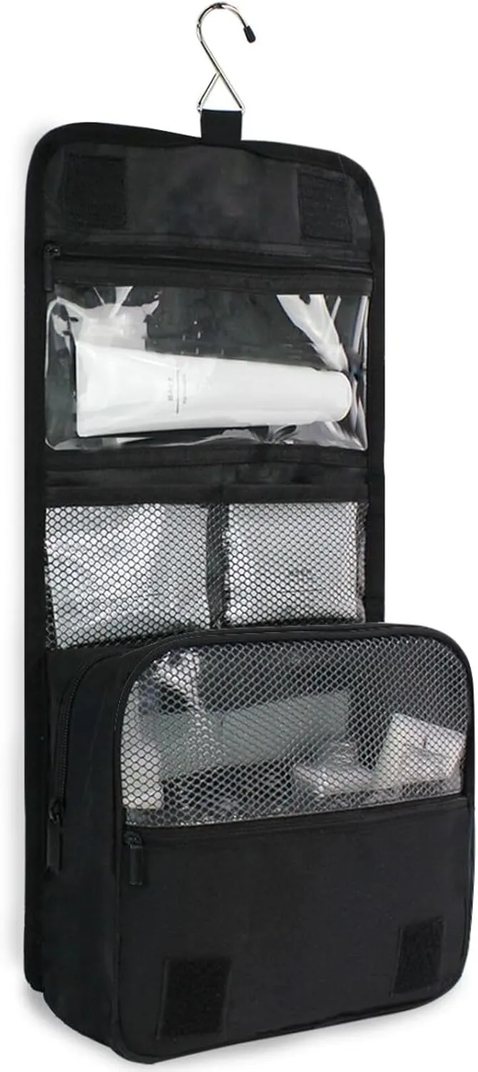 ODAWA Multi Compartment Toiletry Cosmetic Bag Black Makeup Bag Toiletry Bag