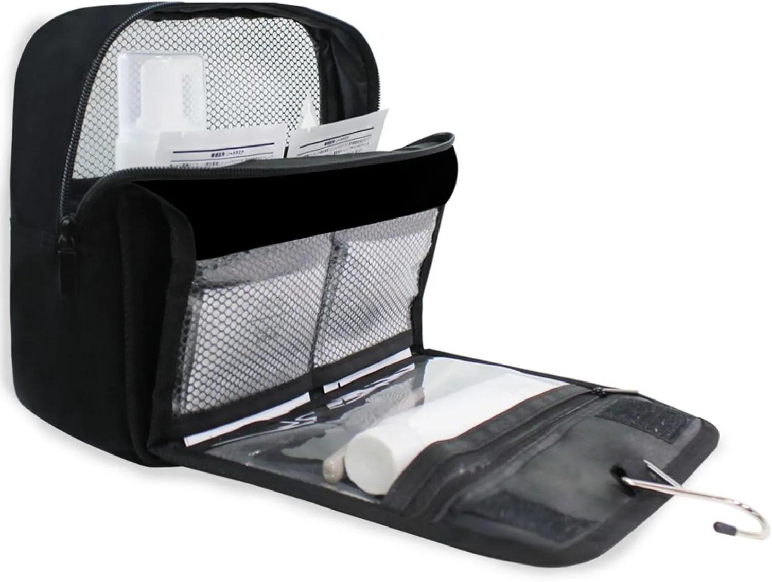 ODAWA Multi Compartment Toiletry Cosmetic Bag Black Makeup Bag Toiletry Bag