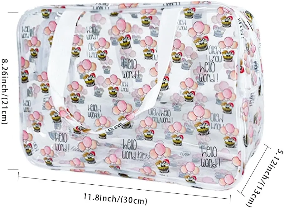 ONEART Clear Cartoon Cosmetic Bag for Woman,Waterproof Makeup Storage Pouch with Zipper, Portable Travel Wash Bag Organizer Case (Penguin)