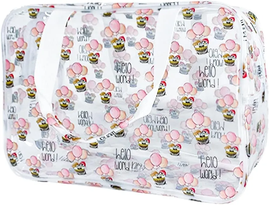 ONEART Clear Cartoon Cosmetic Bag for Woman,Waterproof Makeup Storage Pouch with Zipper, Portable Travel Wash Bag Organizer Case (Penguin)