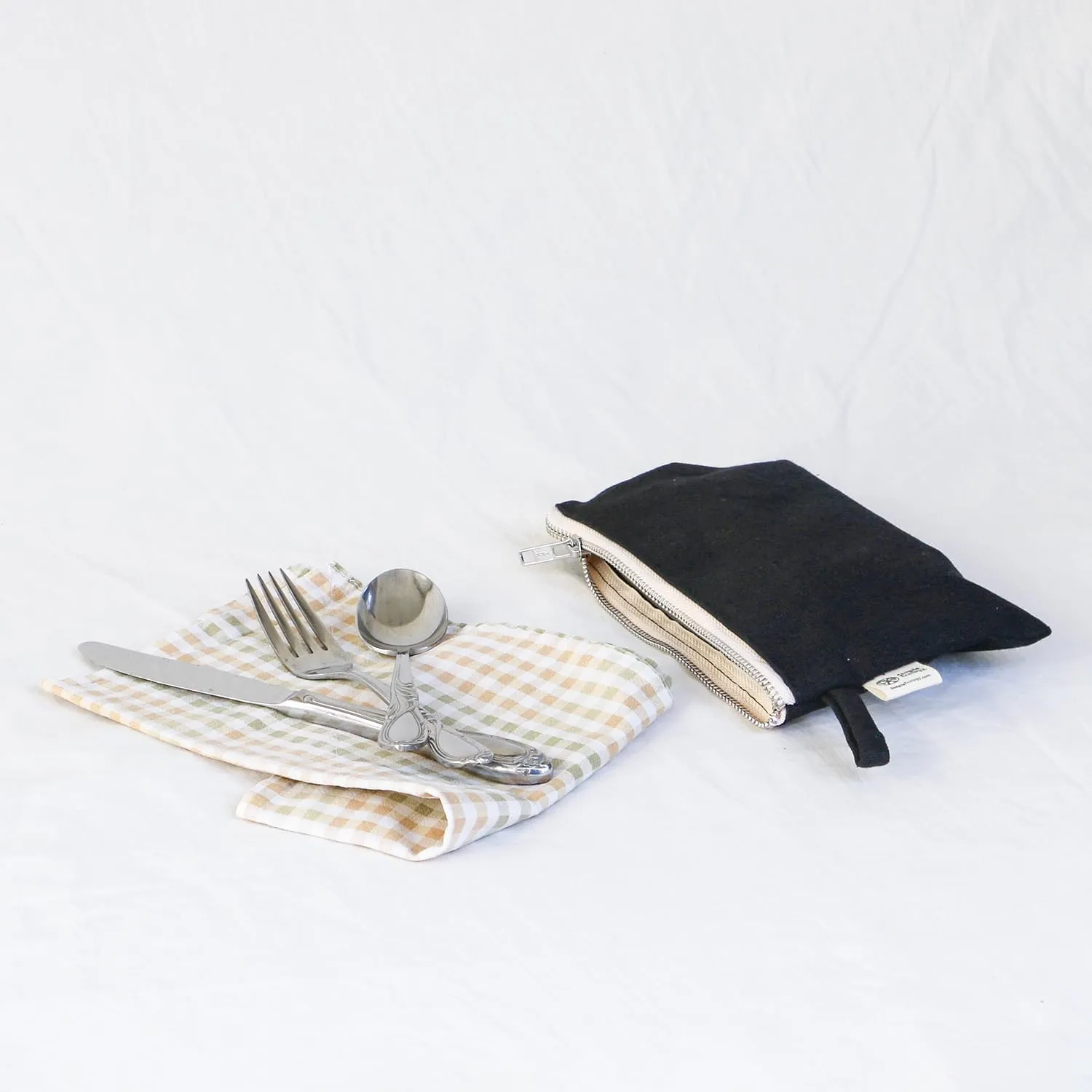 Organic Cotton Canvas Zipper Toiletry, Cosmetic, Travel, Pencil Pouch - Green