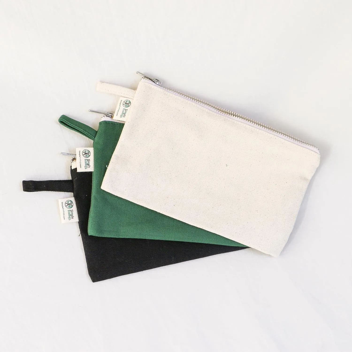 Organic Cotton Canvas Zipper Toiletry, Cosmetic, Travel, Pencil Pouch - Pink