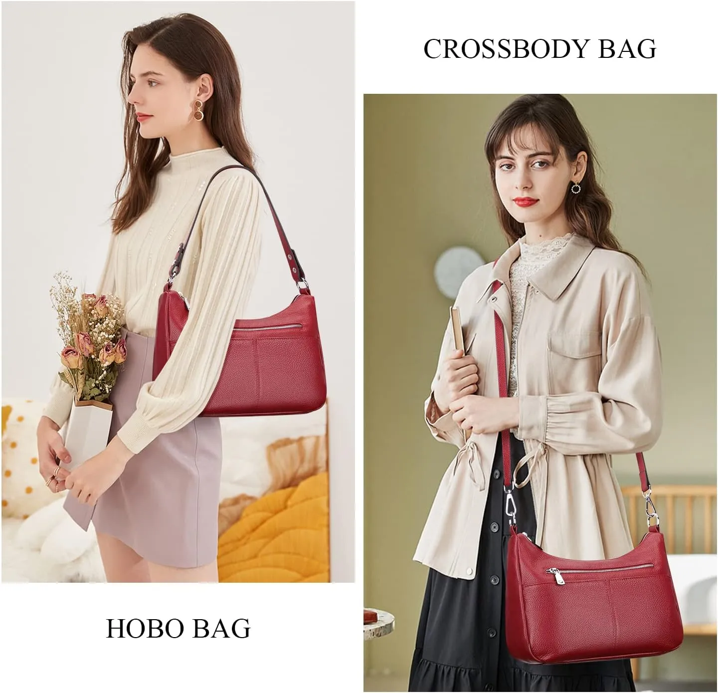 Over Earth Soft Leather Handbags for Women Crossbody Purses Multi Pockets Shoulder Bags Messenger Bag Medium