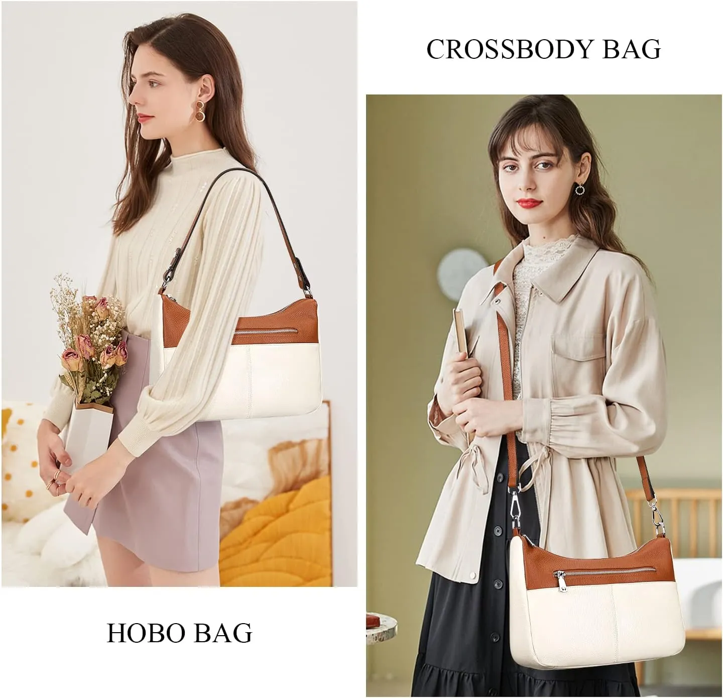 Over Earth Soft Leather Handbags for Women Crossbody Purses Multi Pockets Shoulder Bags Messenger Bag Medium