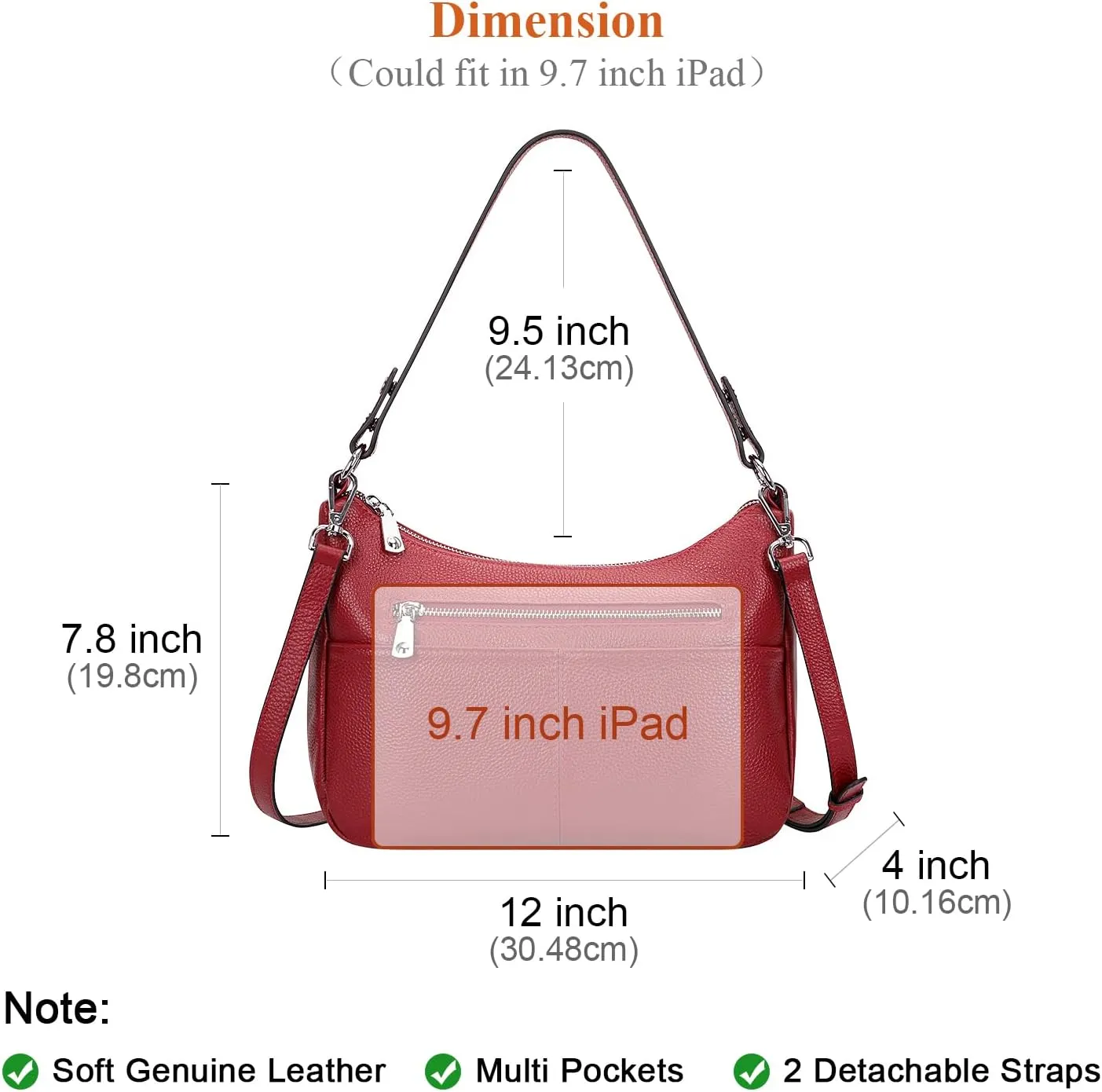 Over Earth Soft Leather Handbags for Women Crossbody Purses Multi Pockets Shoulder Bags Messenger Bag Medium
