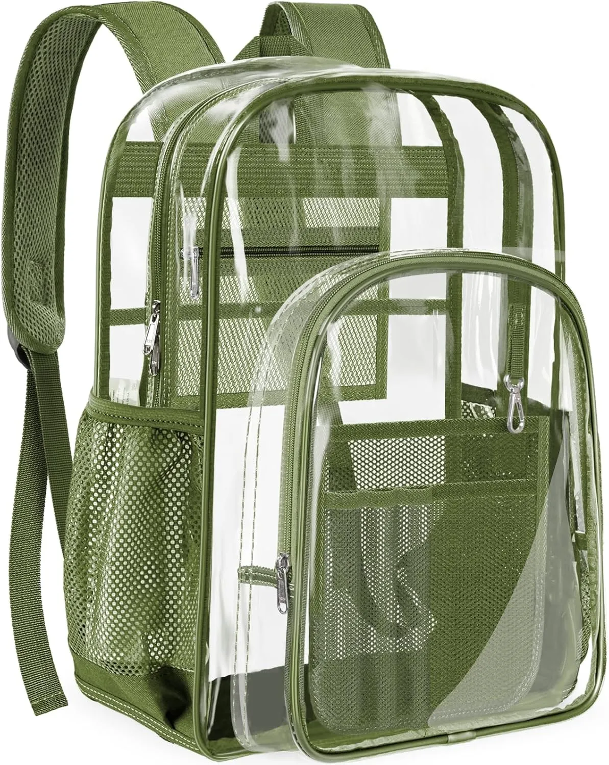 PAMANO Clear Backpack Transparent Heavy Duty Bookbag See Through Bag for College Work Travel Security, Green