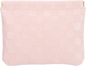 PATIKIL Small Snap Closure Pouches for Purse, 5.5"x7.1" Mini Waterproof Leather Checkered Makeup Bag Portable No Zipper Self-Closing Travel Pocket Organizer Pouch Cosmetic Bag, Pink